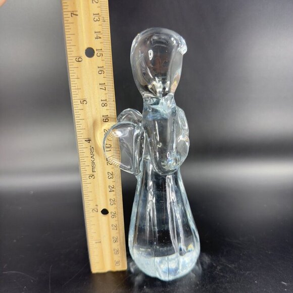 Vintage Clear Art Glass Praying Angel Figurine Paperweight Sculpture Glass VTG - Picture 4 of 15